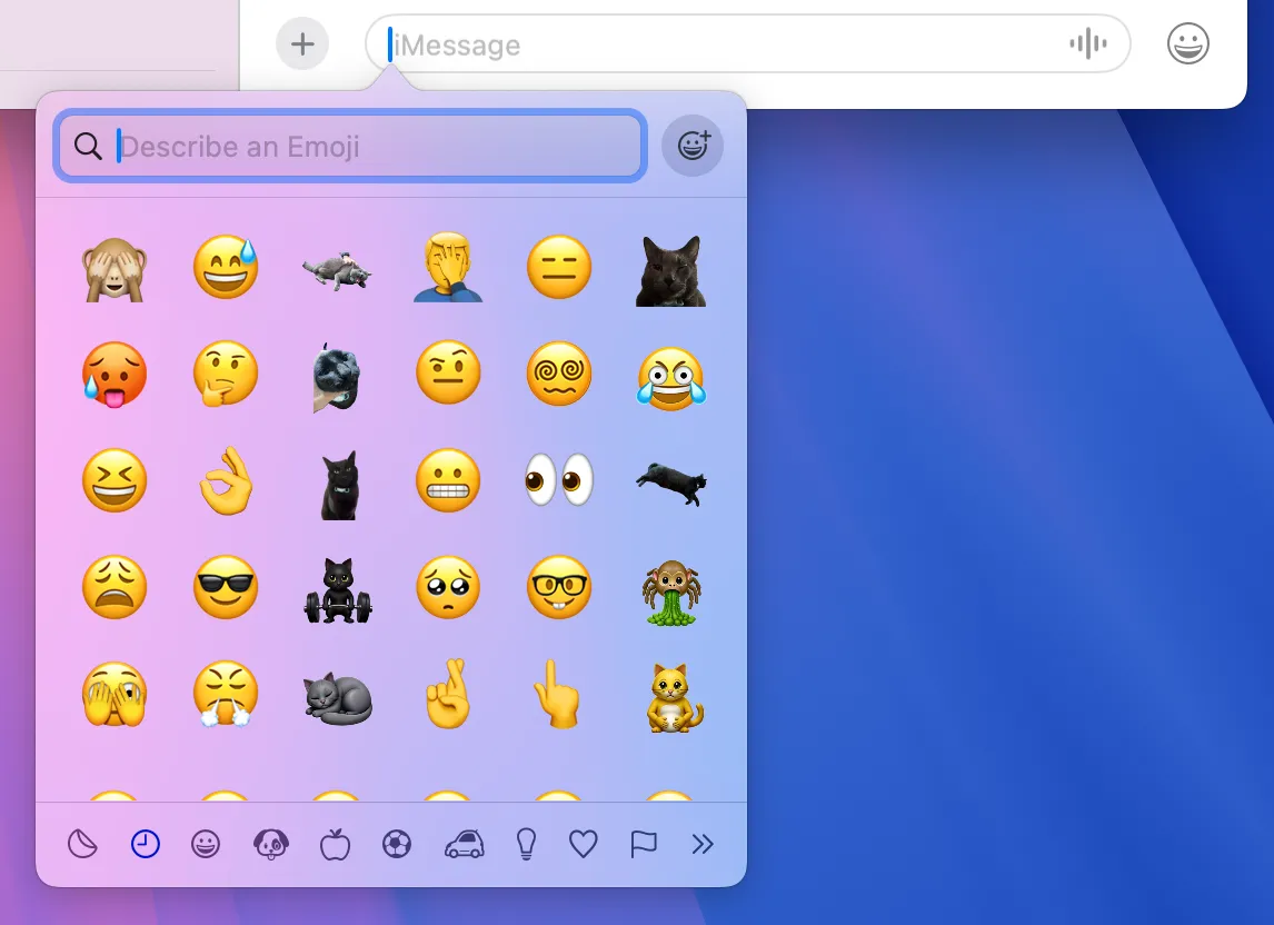Bảng chọn biểu tượng cảm xúc (emoji picker) của macOS.