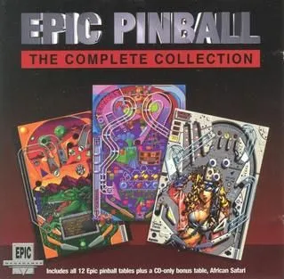 Bìa đĩa CD của Epic Pinball với hình ảnh đa dạng bàn chơi