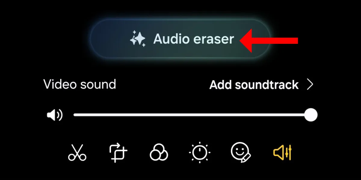 Biểu tượng Audio Eraser trong giao diện chỉnh sửa video trên Galaxy S25.