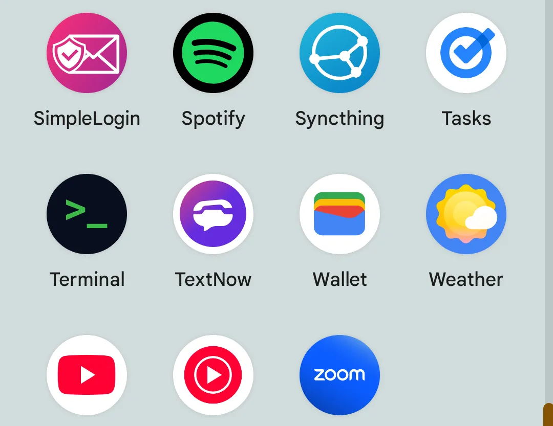 Biểu tượng ứng dụng Linux Terminal trong ngăn kéo ứng dụng Android của điện thoại Pixel.