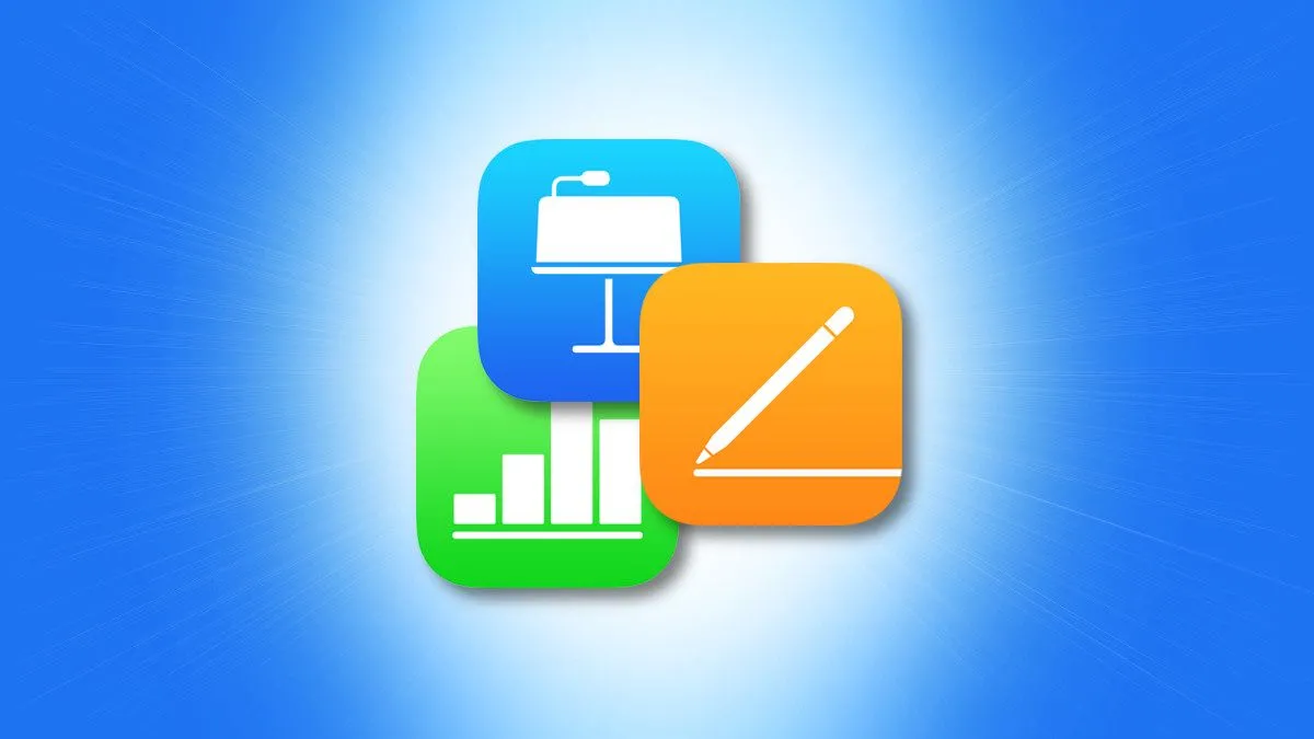 Bộ ba biểu tượng ứng dụng iWork của Apple: Pages, Numbers và Keynote