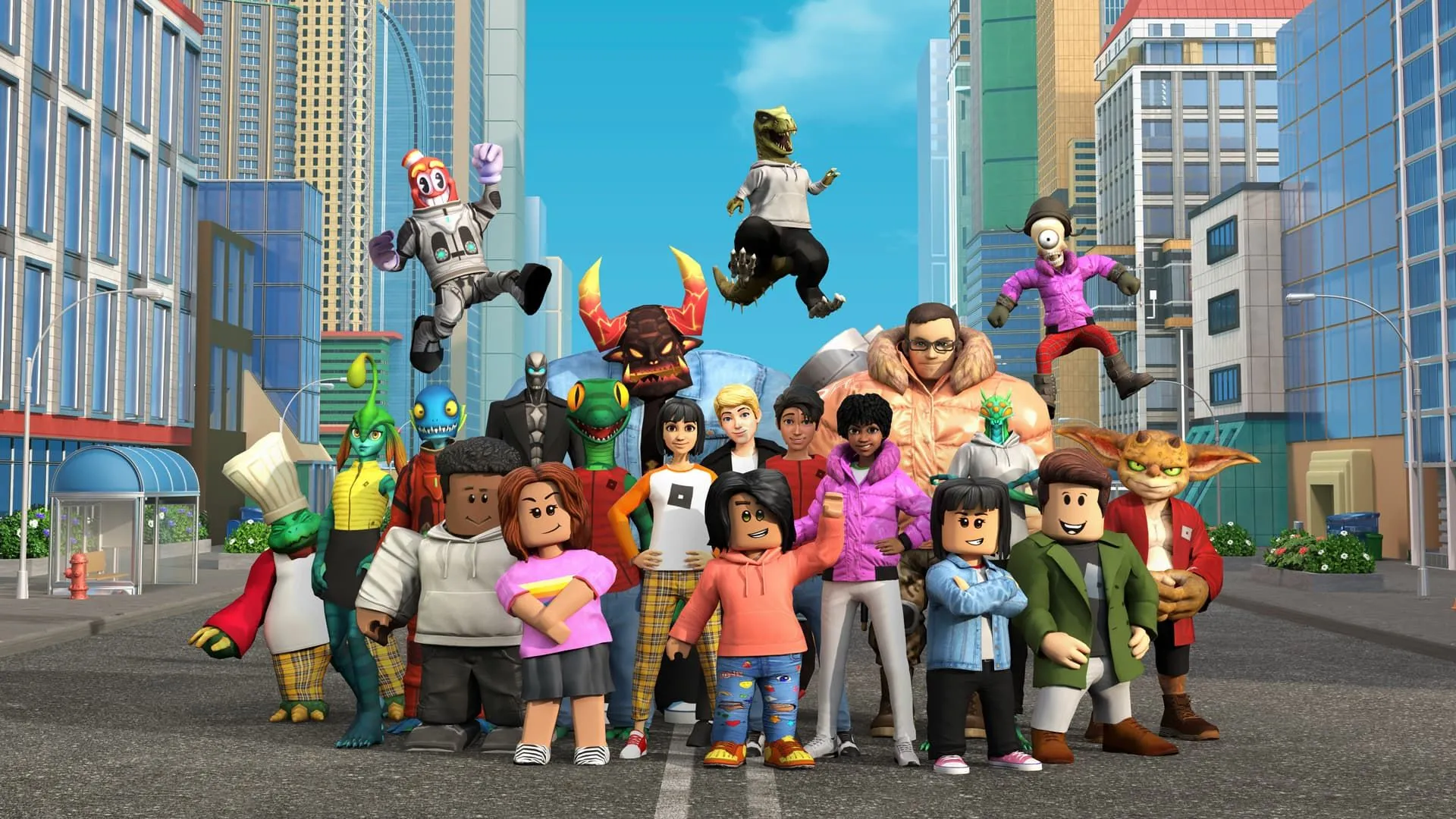 Các avatar người chơi trong Roblox tương tác gần nhau, thể hiện tính năng proximity chat.