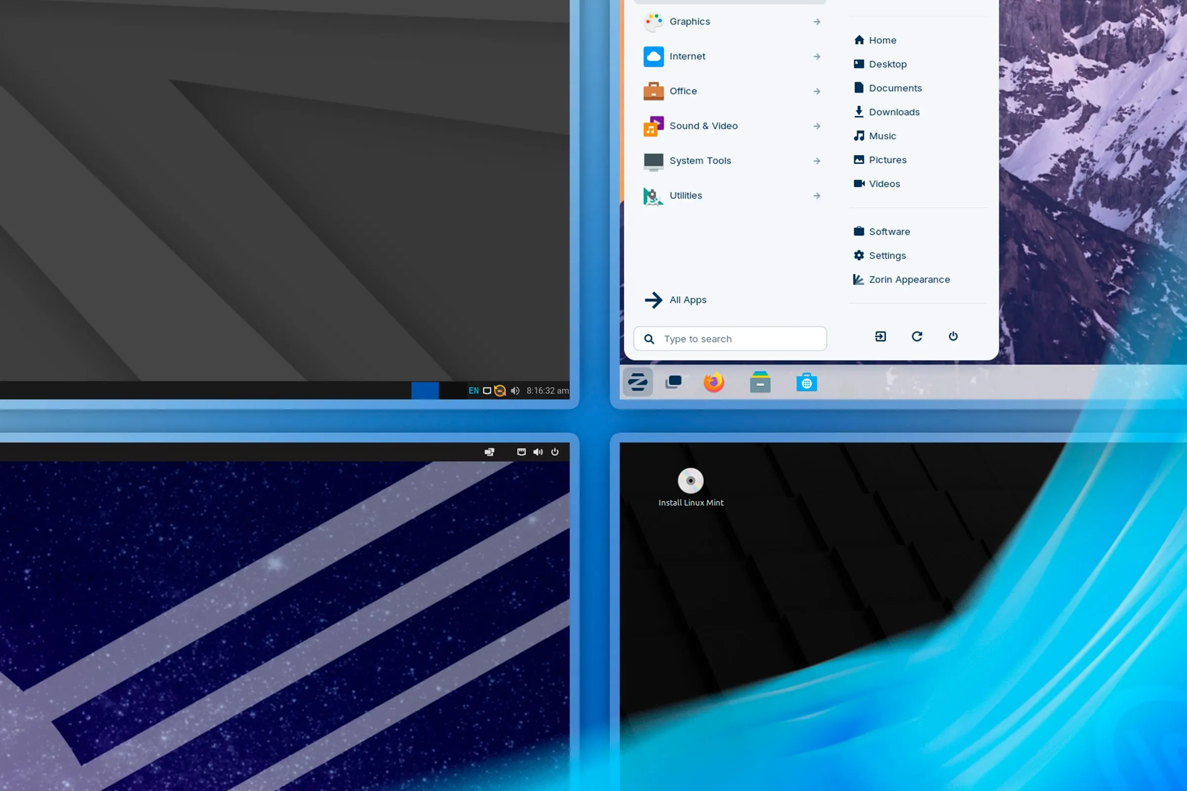 Các bản phân phối Linux với giao diện tương tự Windows, thể hiện sự linh hoạt về môi trường desktop trên Bazzite