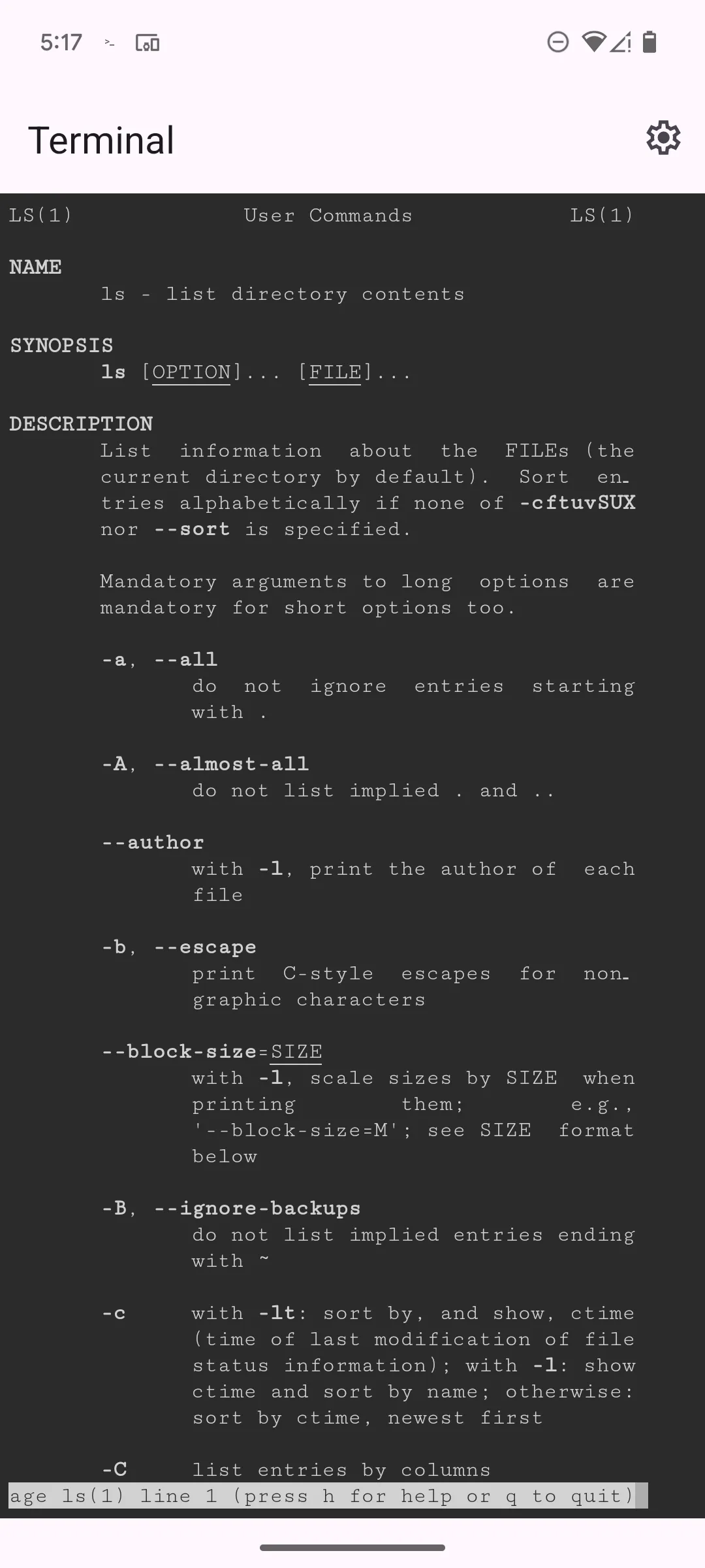 Các nút điều khiển bổ sung trên bàn phím ảo khi sử dụng Linux Terminal trên Pixel, hỗ trợ các lệnh như Ctrl, Alt, Tab.