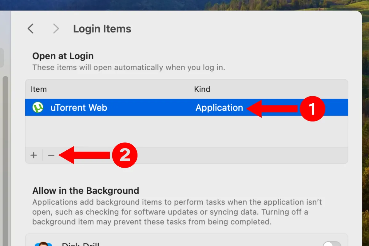 Cài đặt Mục đăng nhập (Login Items) trên macOS để quản lý ứng dụng khởi động.