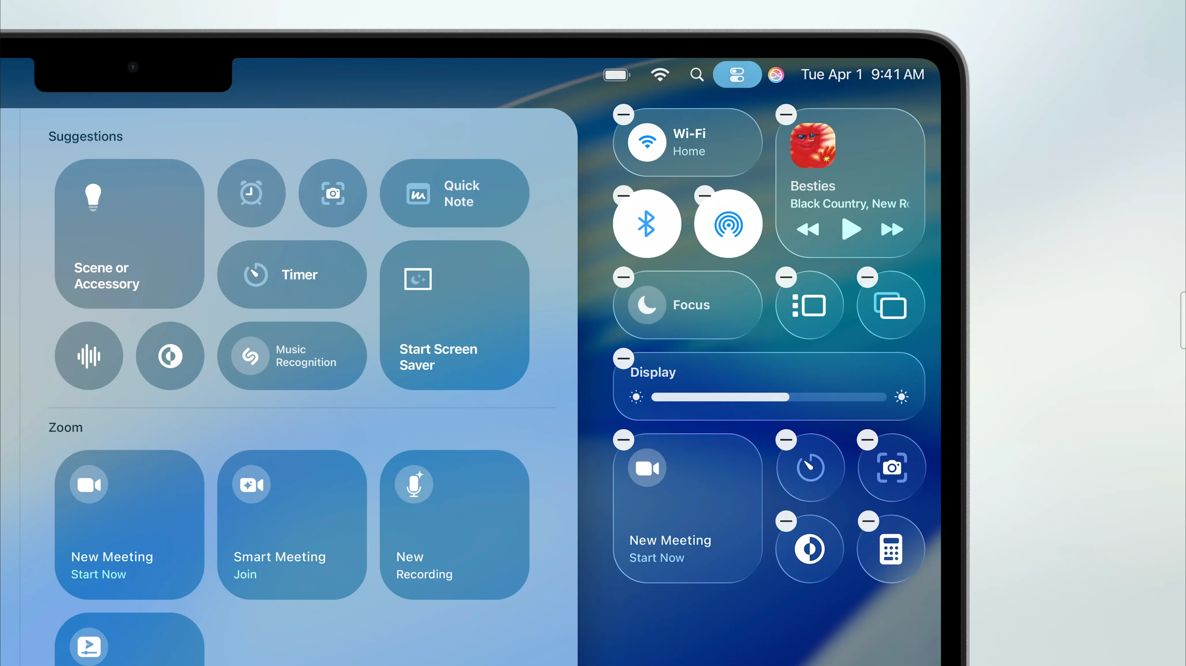 Cải tiến Control Center trên macOS 26 Tahoe với các tùy chọn mới.
