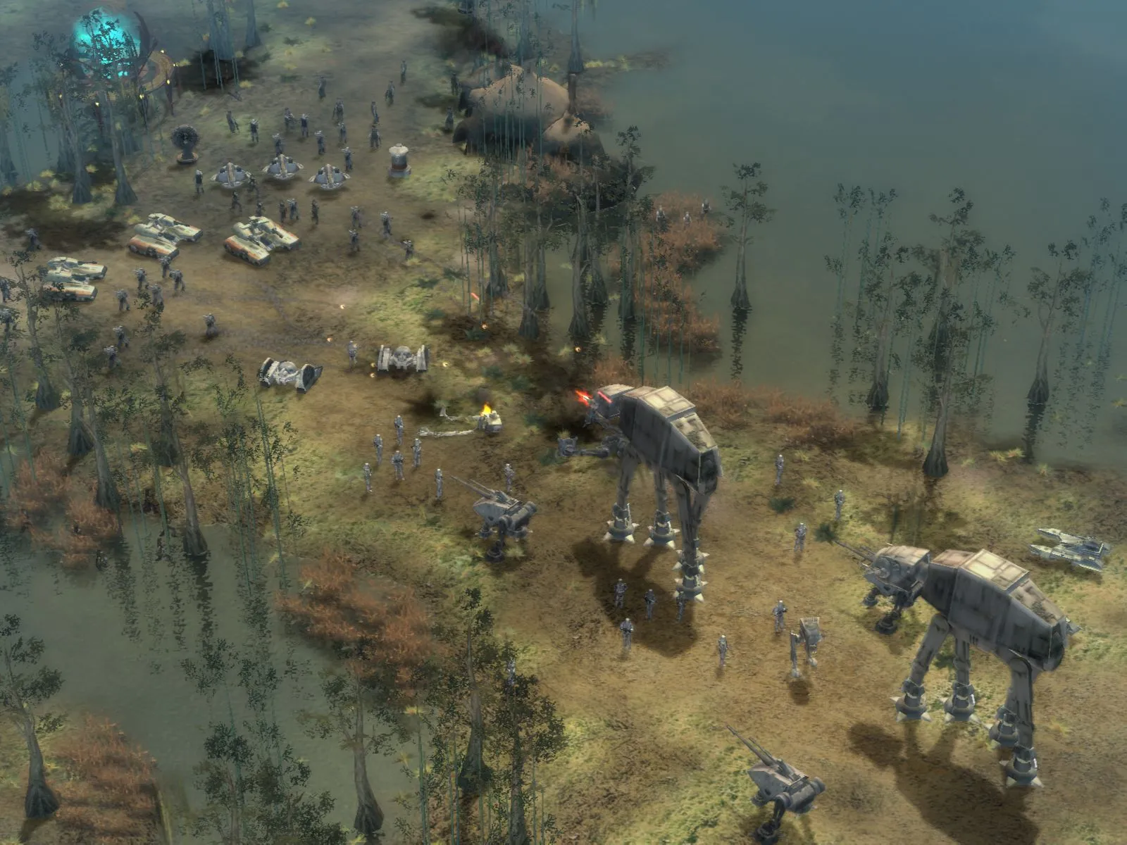 Cảnh chiến đấu không gian trong Star Wars Empire at War với các đơn vị quân mới