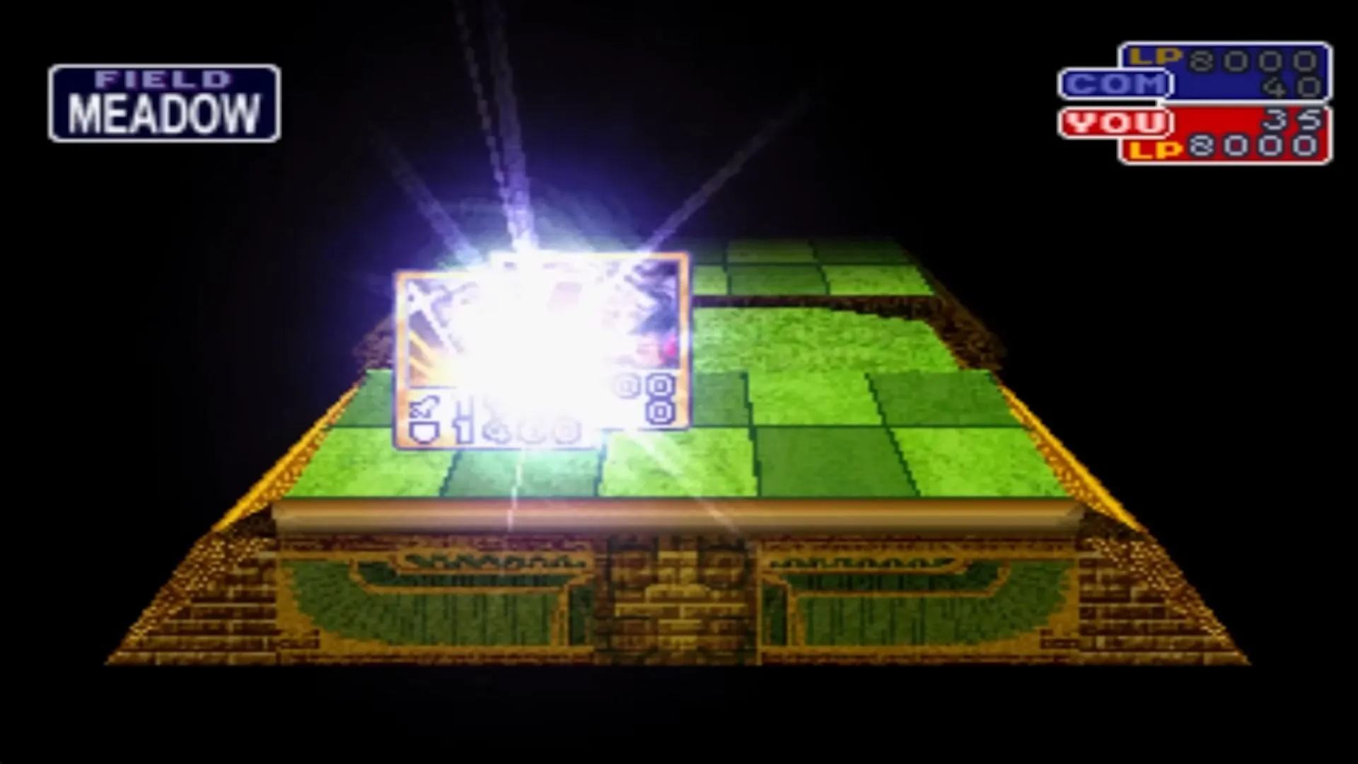 Cảnh hợp nhất hai quái vật trong Yu-Gi-Oh! Forbidden Memories, biểu thị cơ chế fusion.