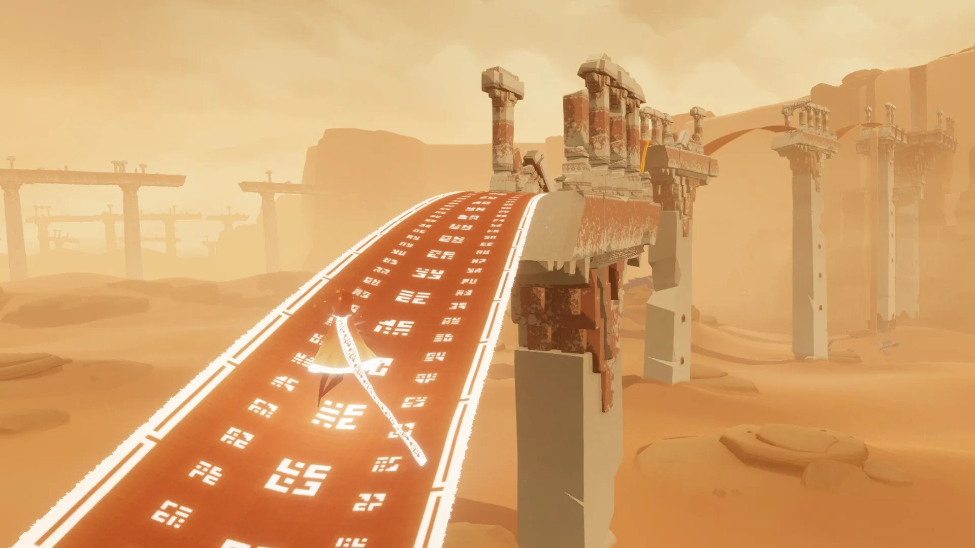 Cảnh quan nghệ thuật trong game Journey, một tựa game độc lập được yêu thích.