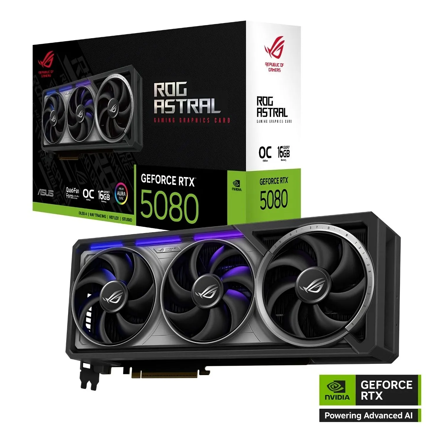 Card đồ họa ASUS ROG Astral GeForce RTX 5080 OC Edition với thiết kế tản nhiệt độc đáo