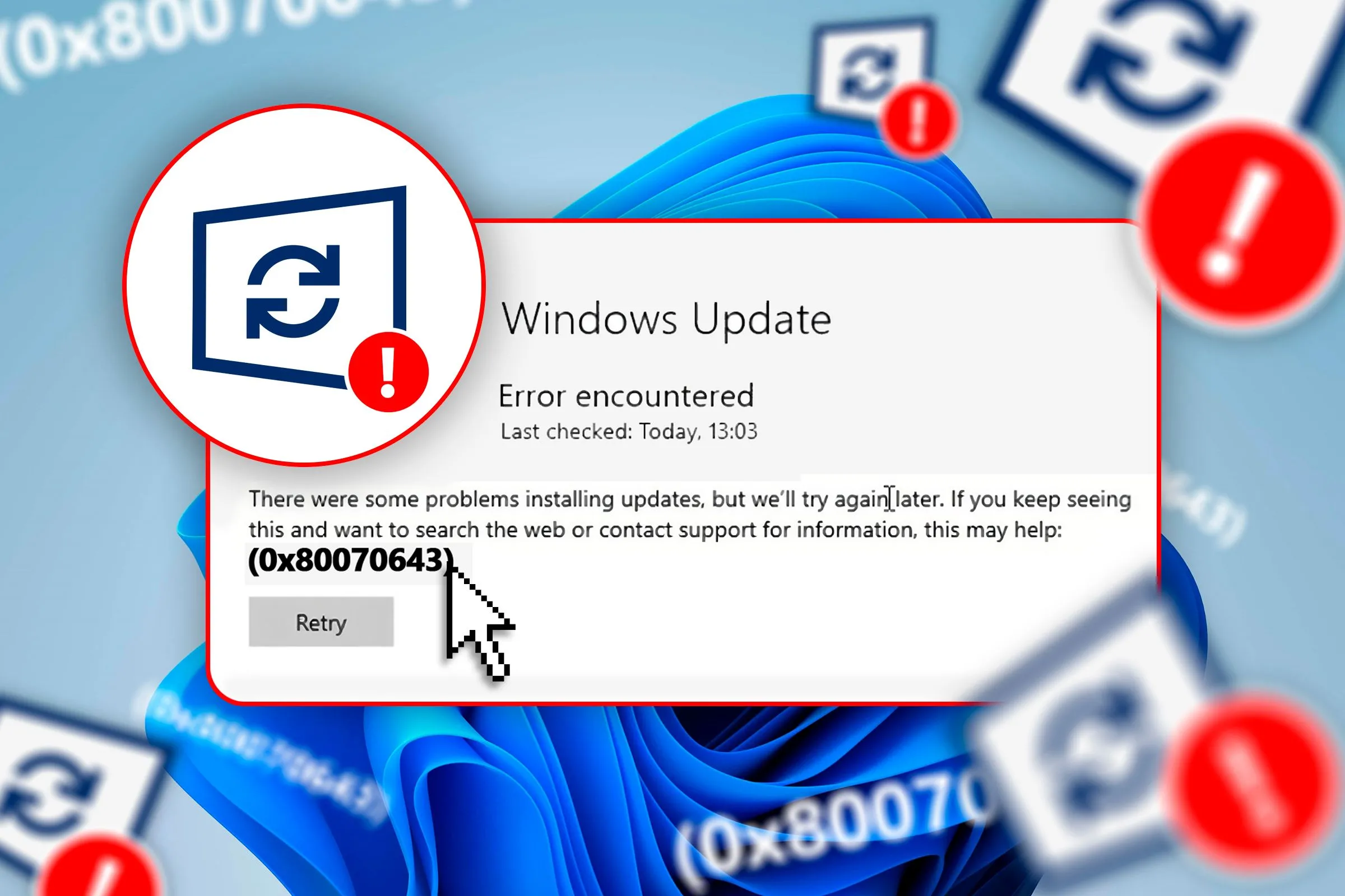 Cửa sổ lỗi Windows Update hiển thị thông báo lỗi cập nhật KB5034441 trên Windows 10