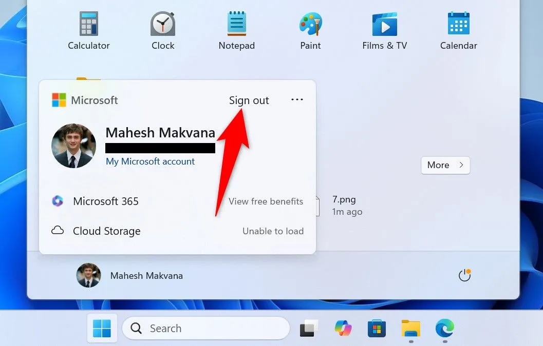 Đăng xuất tài khoản người dùng Windows 11 để xóa clipboard