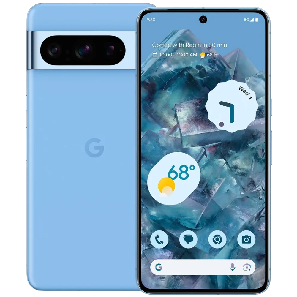 Điện thoại Google Pixel 8 Pro màu xám với màn hình hiển thị