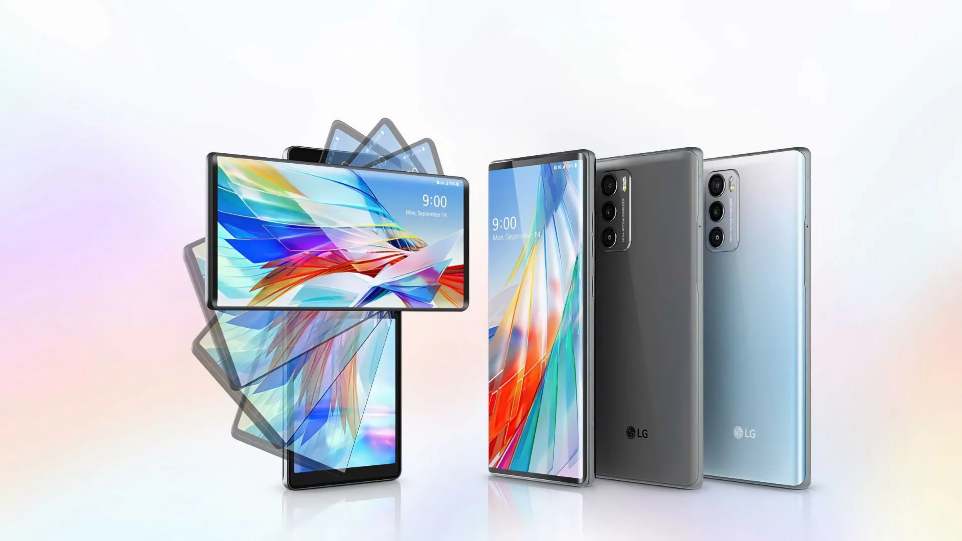 Điện thoại LG Wing với màn hình chính đã xoay ngang, để lộ màn hình phụ bên dưới
