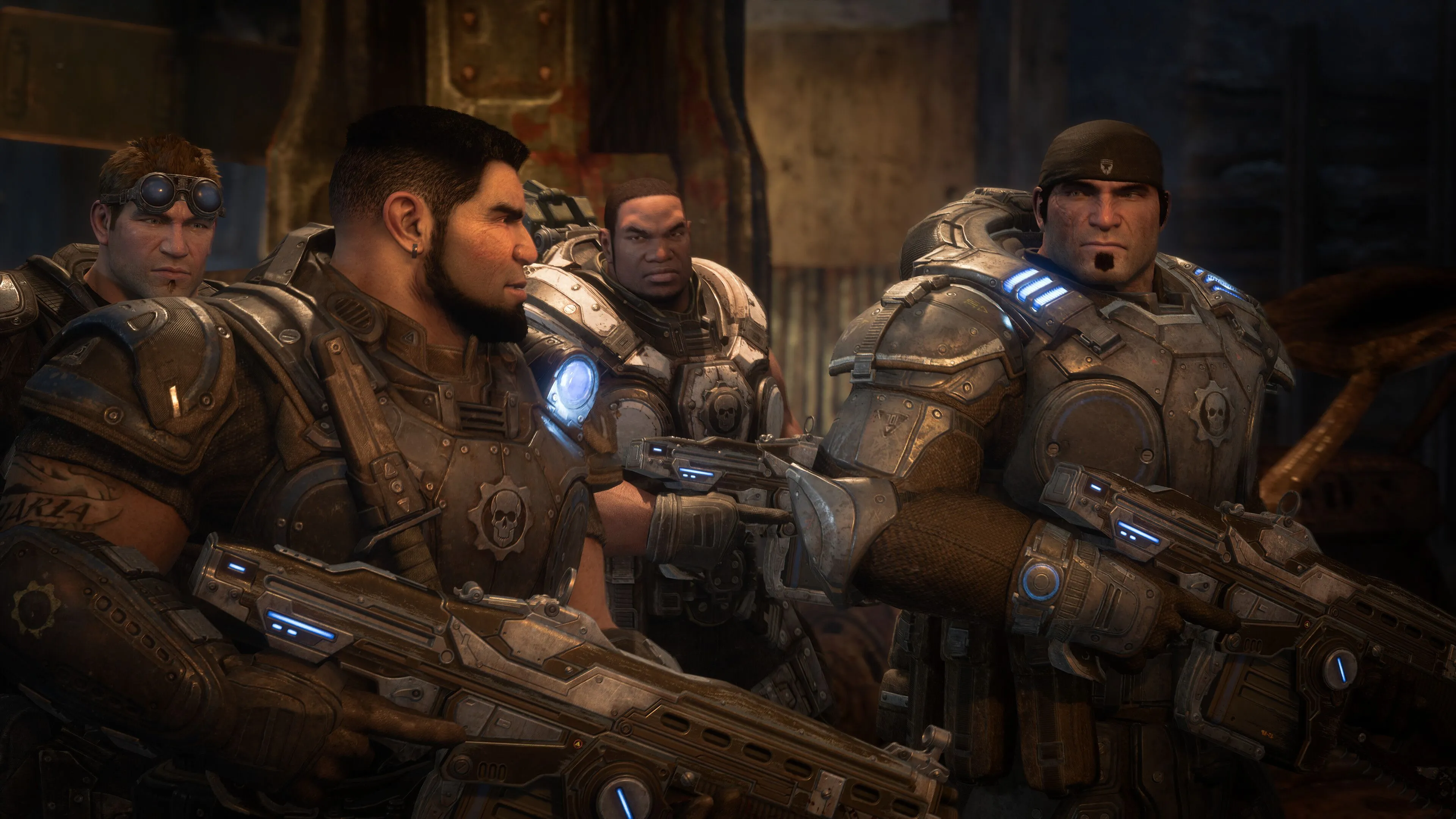 Đội Delta-One trong game Gears of War đang chuẩn bị chiến đấu.