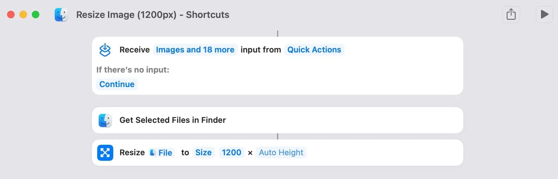 Đổi tên một Quick Action tùy chỉnh trong ứng dụng Phím tắt trên macOS.