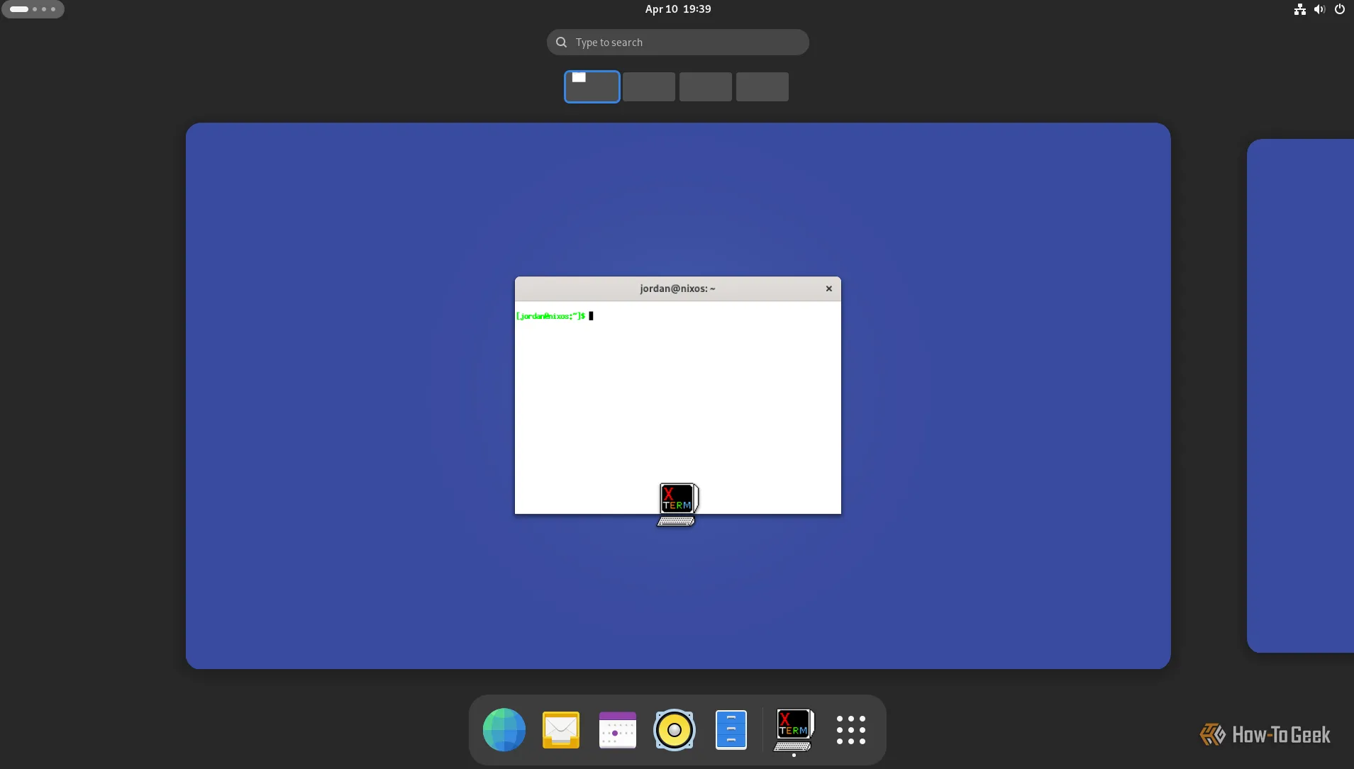 Giao diện desktop NixOS sử dụng môi trường GNOME, thể hiện sự ổn định và có thể tái tạo của hệ thống.