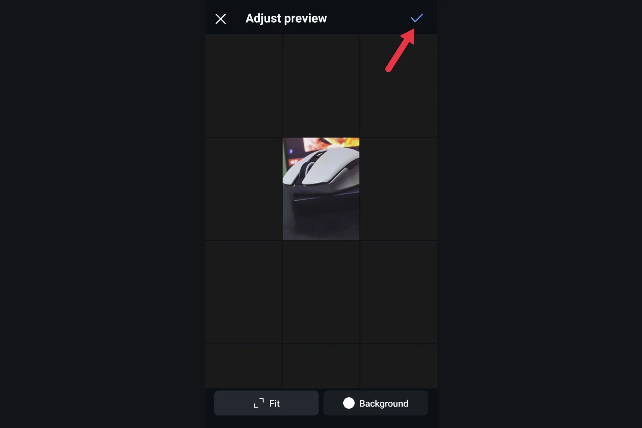 Giao diện điều chỉnh vị trí ảnh xem trước trên lưới Instagram