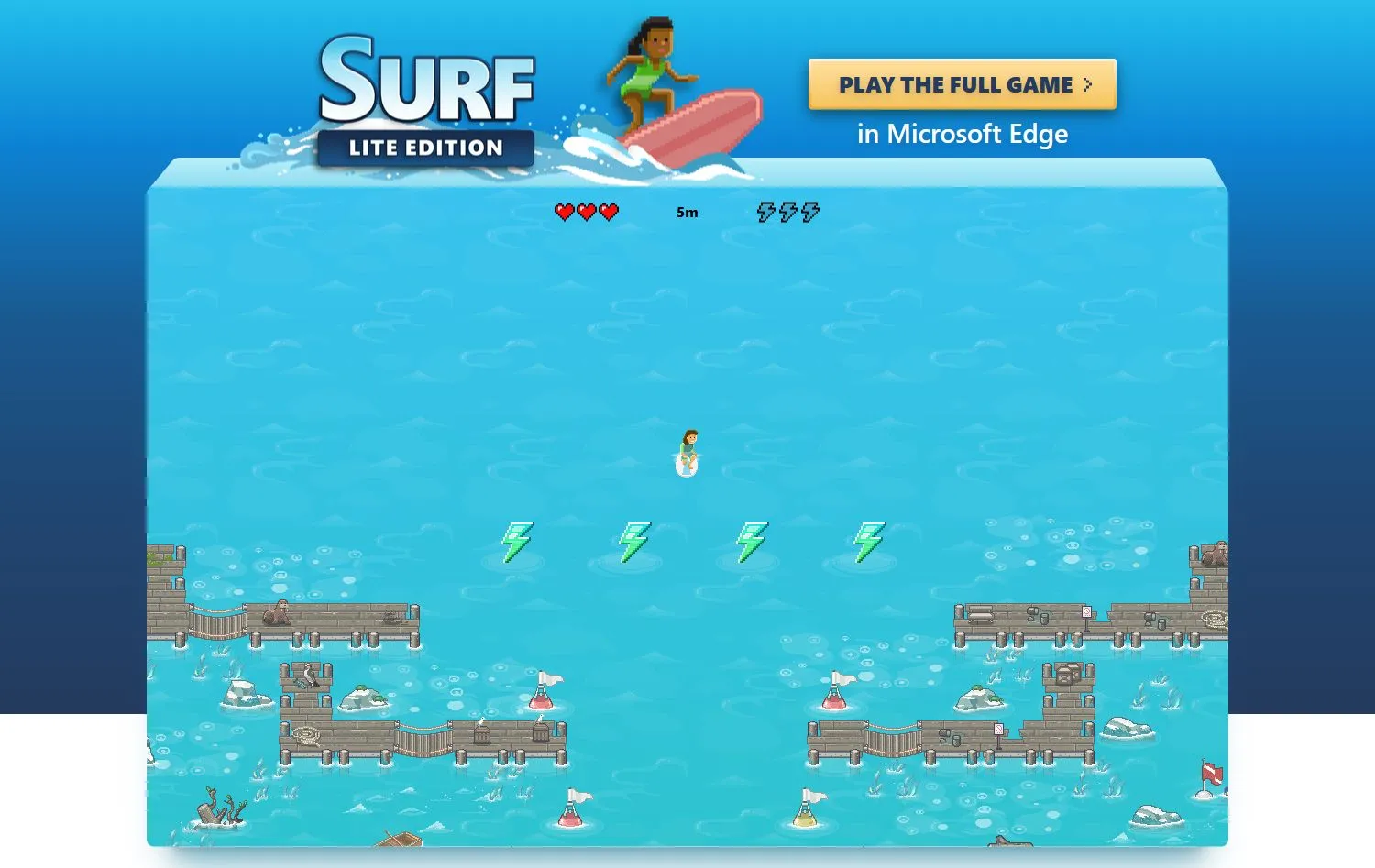 Giao diện game Edge Surf phiên bản Lite Edition có sẵn trên web.