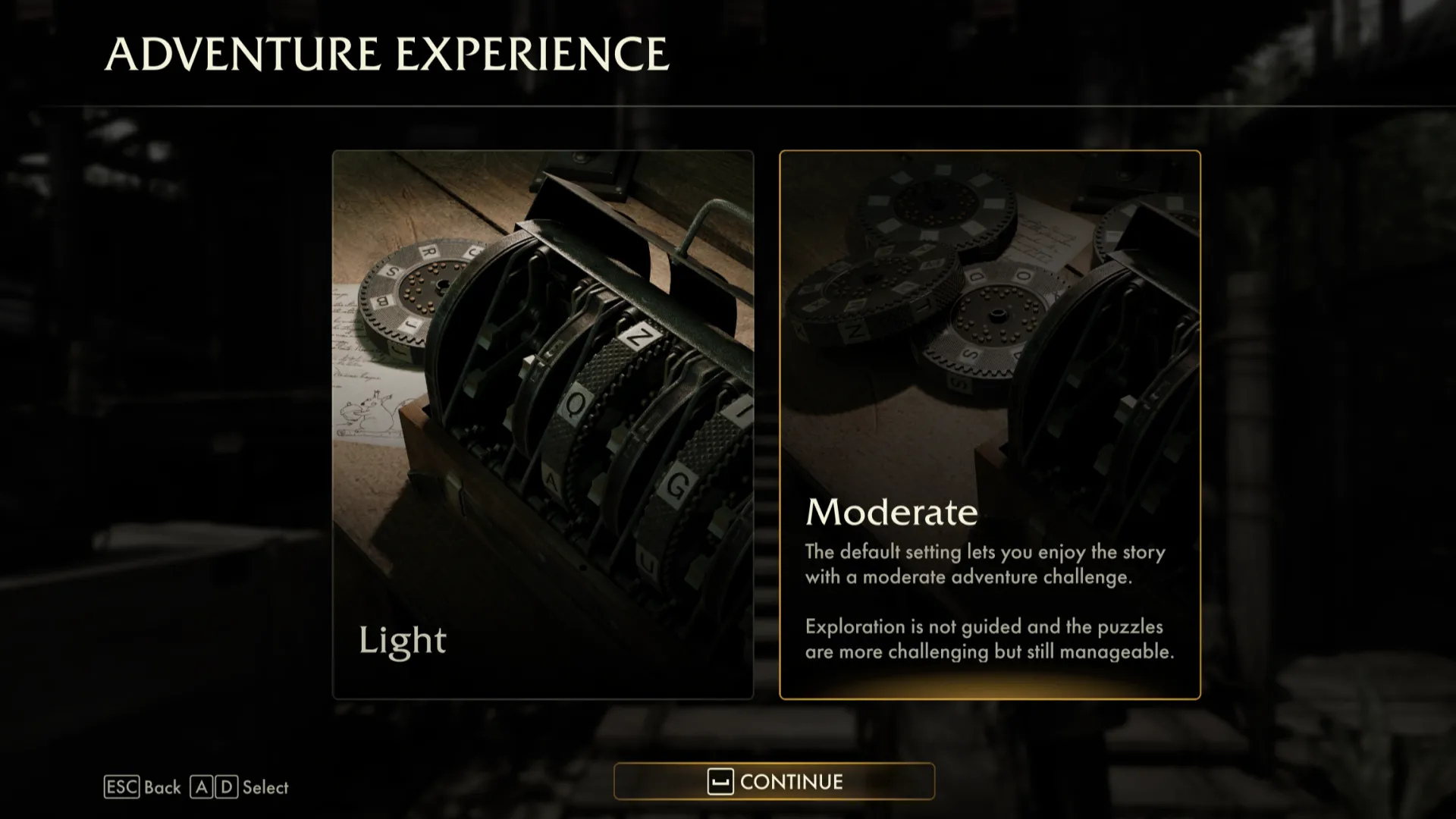 Giao diện tùy chỉnh độ khó giải đố trong game Indiana Jones and the Great Circle, cho phép người chơi điều chỉnh trải nghiệm cá nhân.
