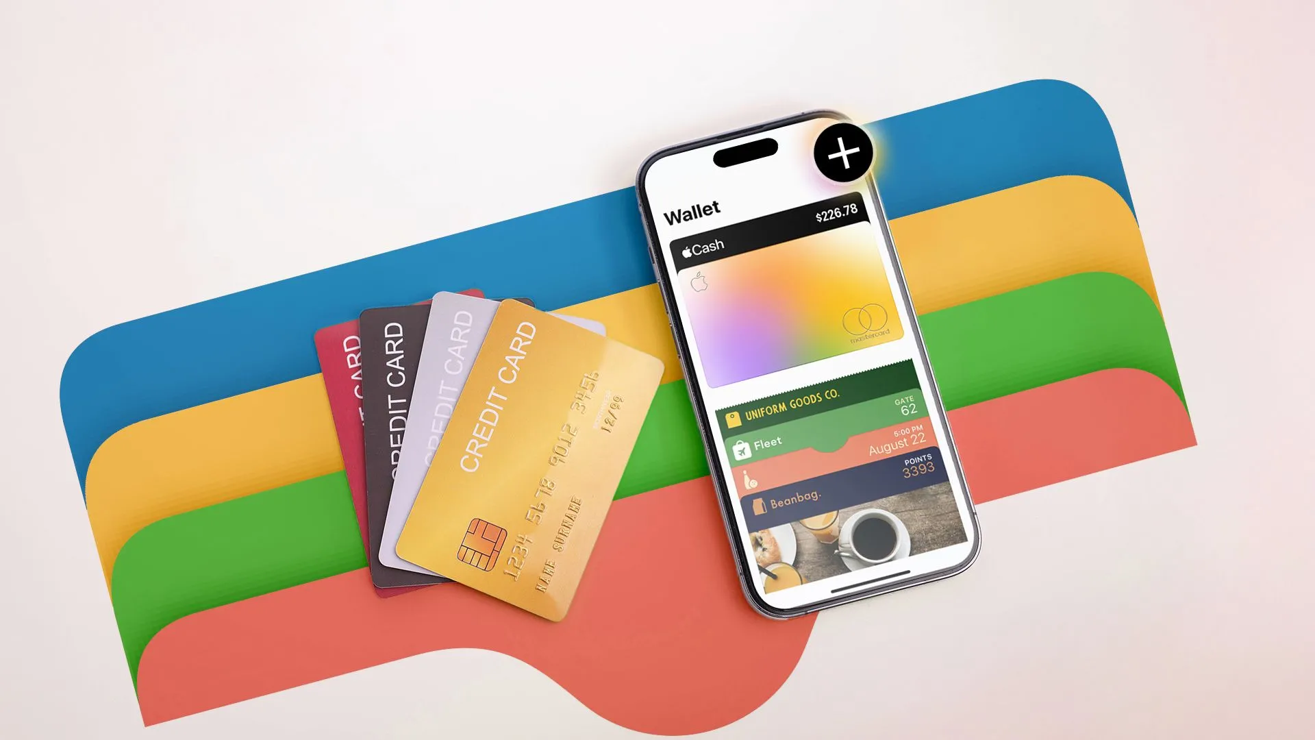 Giao diện ứng dụng Apple Wallet trên iPhone với các thẻ và logo Apple Wallet, thể hiện sự tiện lợi của ví điện tử