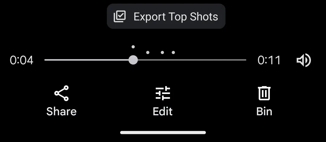 Giao diện xuất Top Shot từ video đã quay trên Google Pixel