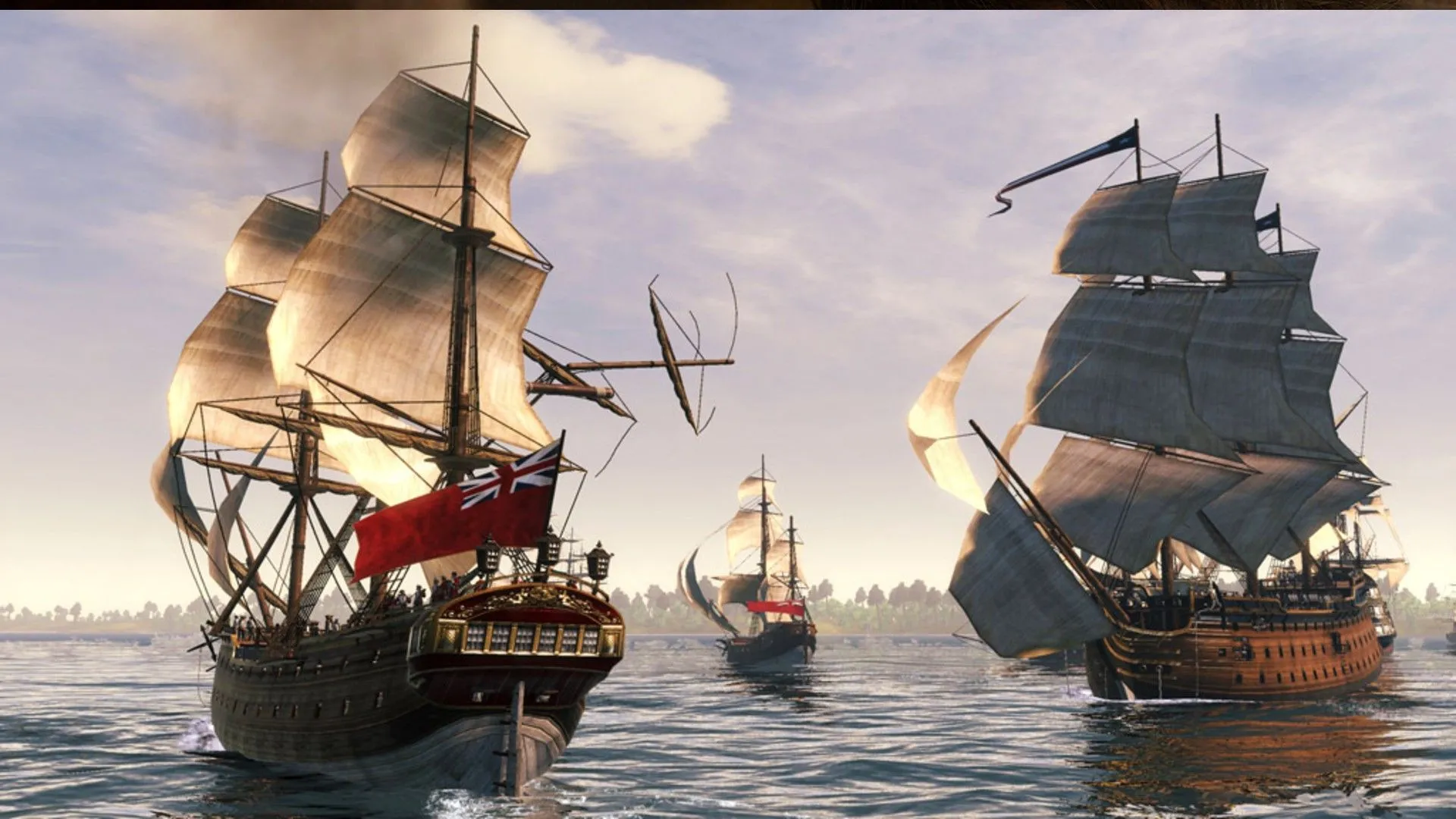 Hai tàu chiến đối đầu trong Total War Empire.