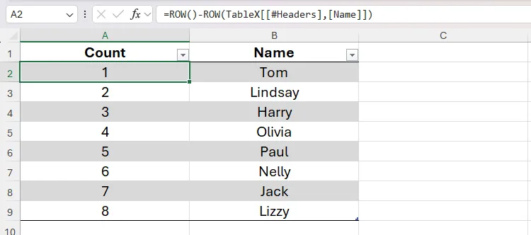 Hàm ROW dùng để tạo danh sách số thứ tự trong bảng Excel