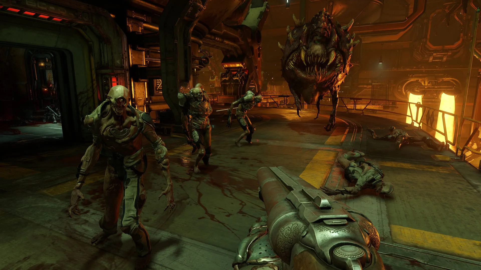 Hình ảnh chính thức của DOOM 2016 cho thấy nhiều loài quỷ và khẩu shotgun của người chơi.