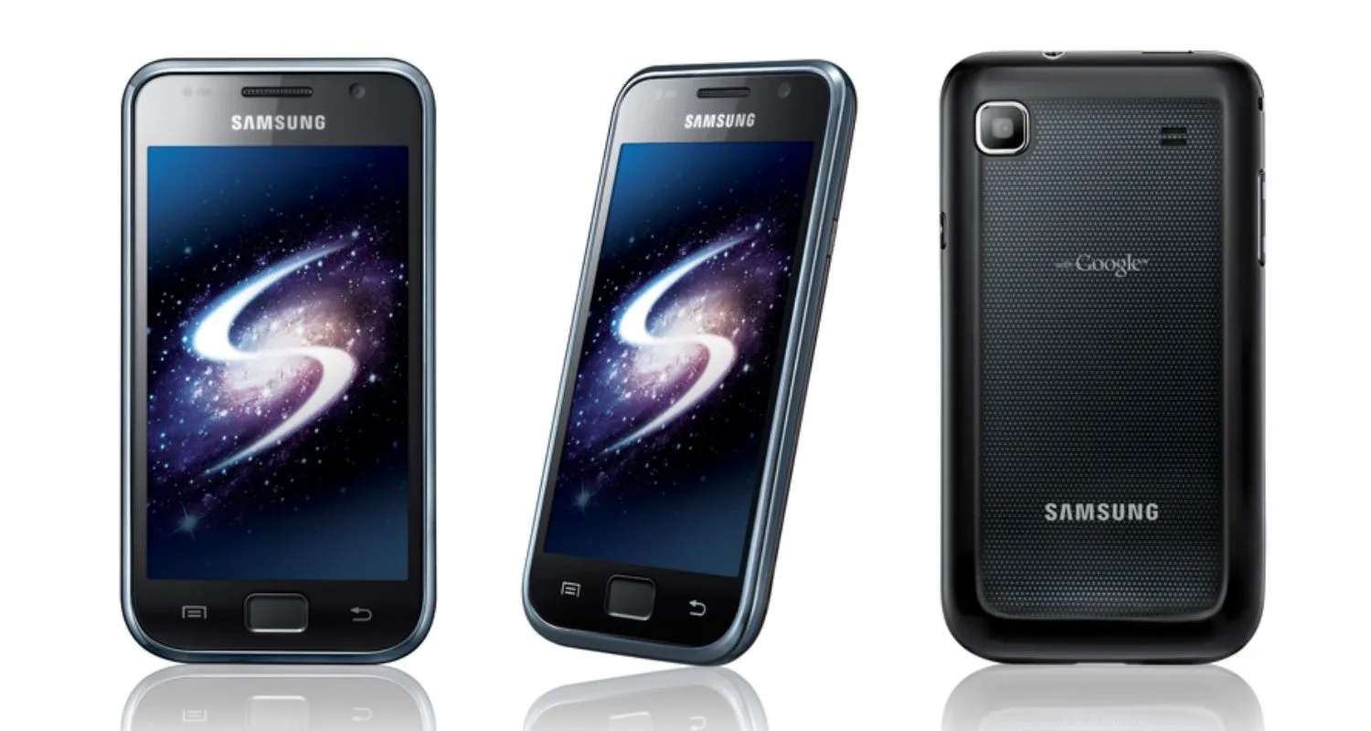 Hình ảnh điện thoại Samsung Galaxy S màu đen nhìn từ các mặt