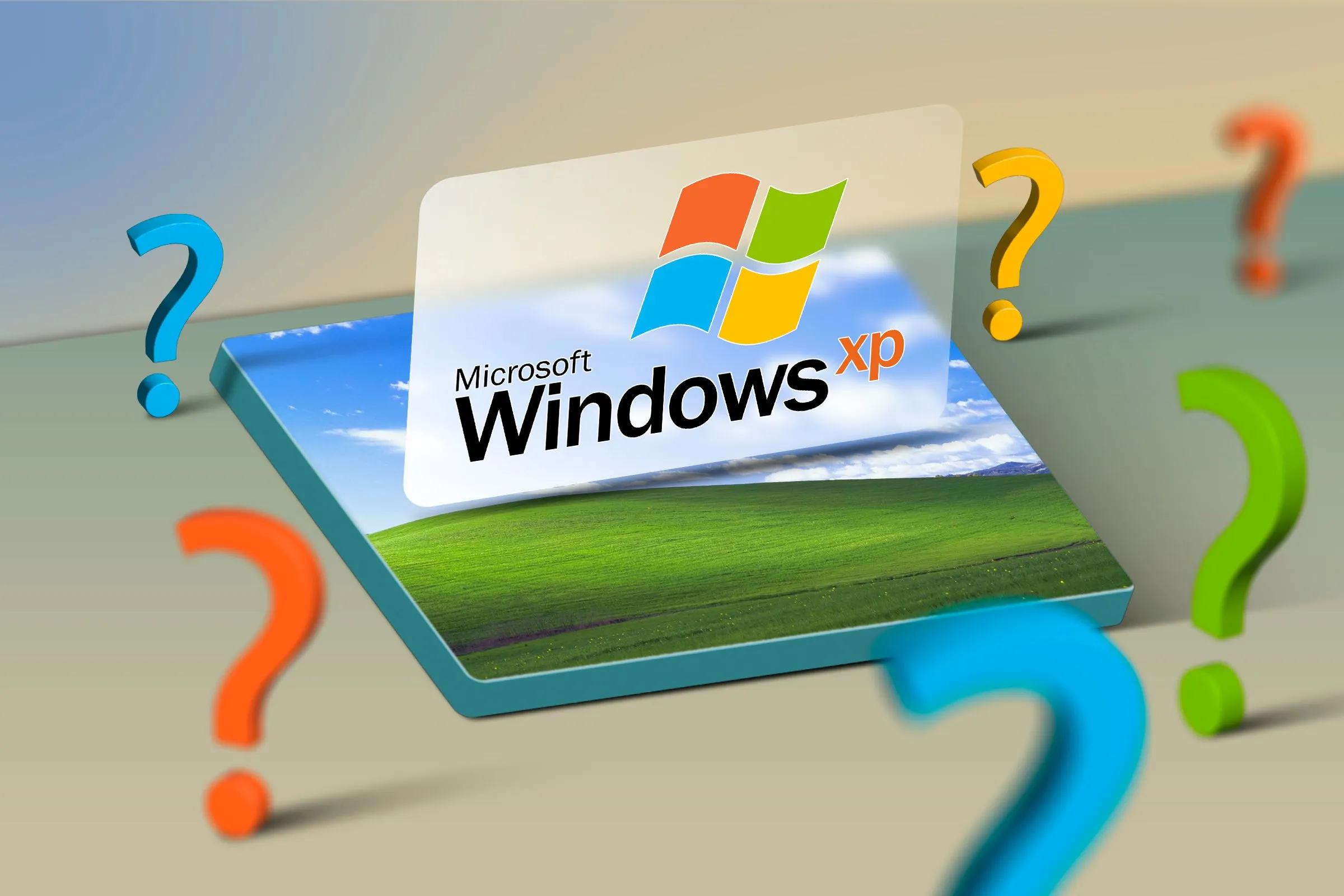 Hình nền mặc định của Windows XP, đại diện cho kỷ nguyên trước thiết kế giao diện Windows Aero.