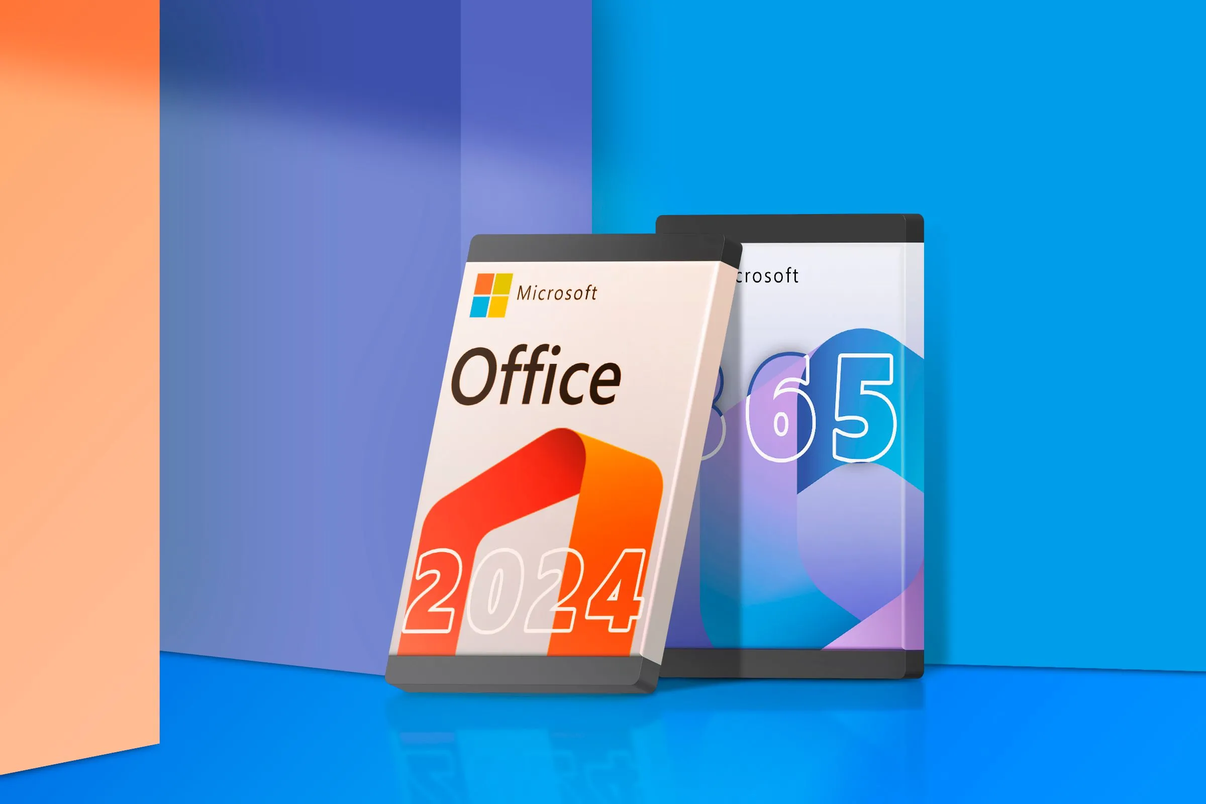 Hộp logo Microsoft Office và Microsoft 365, thể hiện kế hoạch thử nghiệm cung cấp miễn phí các ứng dụng Office Word, Excel, PowerPoint trên máy tính.