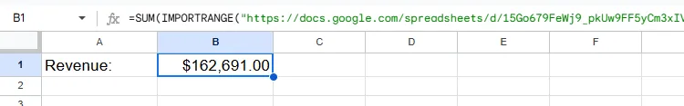 Kết hợp IMPORTRANGE và SUM để tính tổng giá trị cột bảng từ Google Sheets khác
