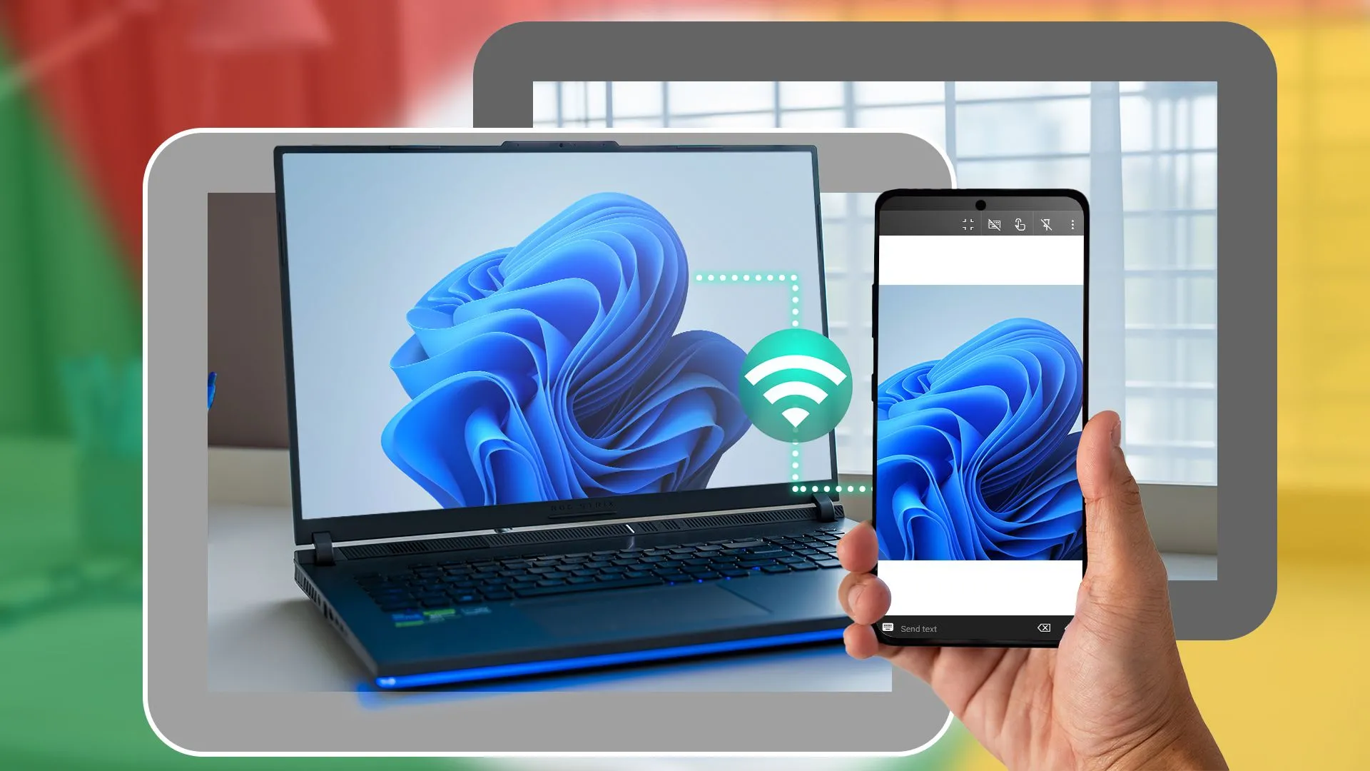 Laptop Windows 11 và điện thoại Android truy cập máy tính từ xa