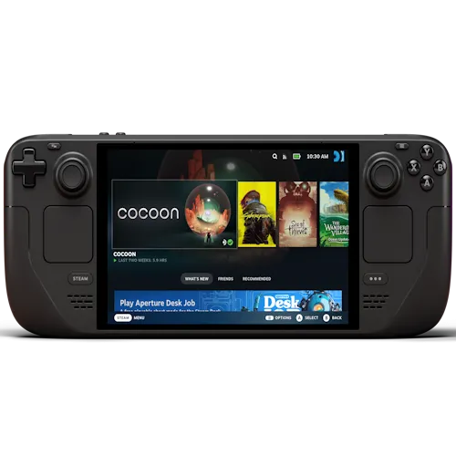 Logo của Steam Deck OLED, thiết bị chơi game cầm tay đang tạo nên xu hướng mới
