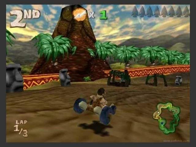 Màn hình chơi game đua xe kart thời tiền sử Cro-Mag Rally
