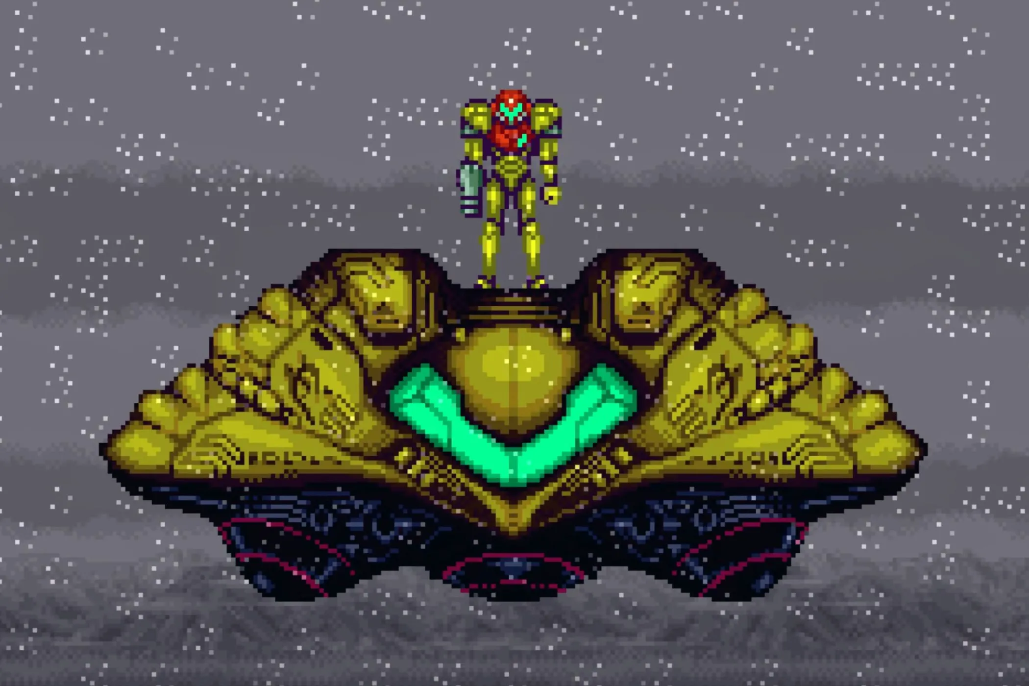 Màn hình chơi game Super Metroid trên hệ máy SNES