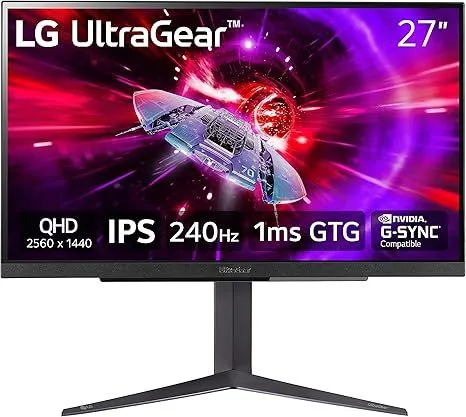 Màn hình LG UltraGear 27GR83Q-B với viền mỏng và thiết kế hiện đại trên bàn làm việc