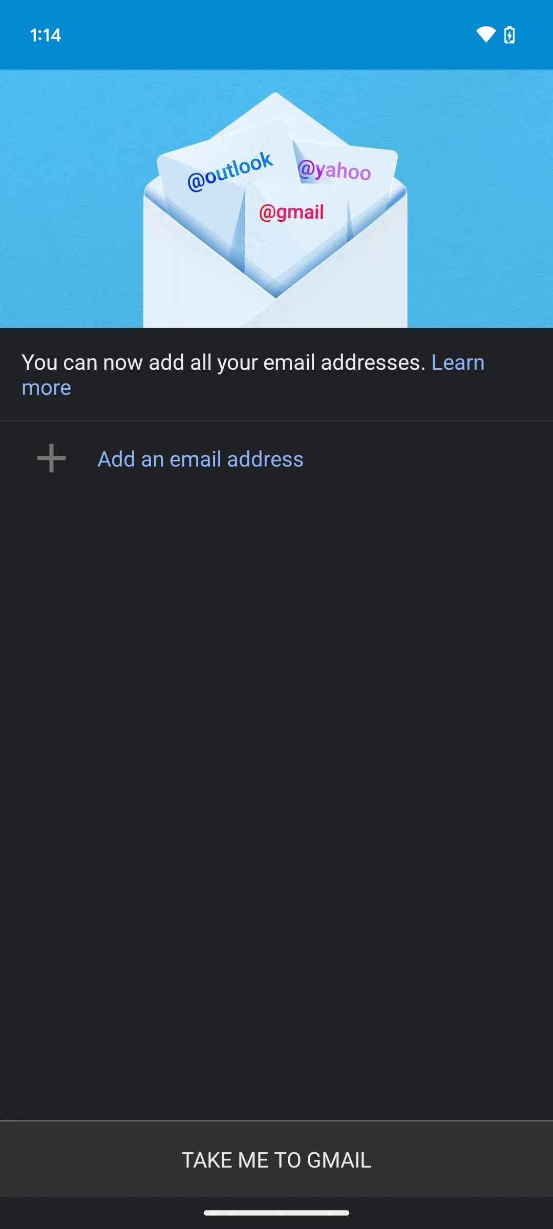 Màn hình thêm địa chỉ email trong ứng dụng Gmail trên Android, nhấn mạnh việc cần đăng nhập tài khoản.