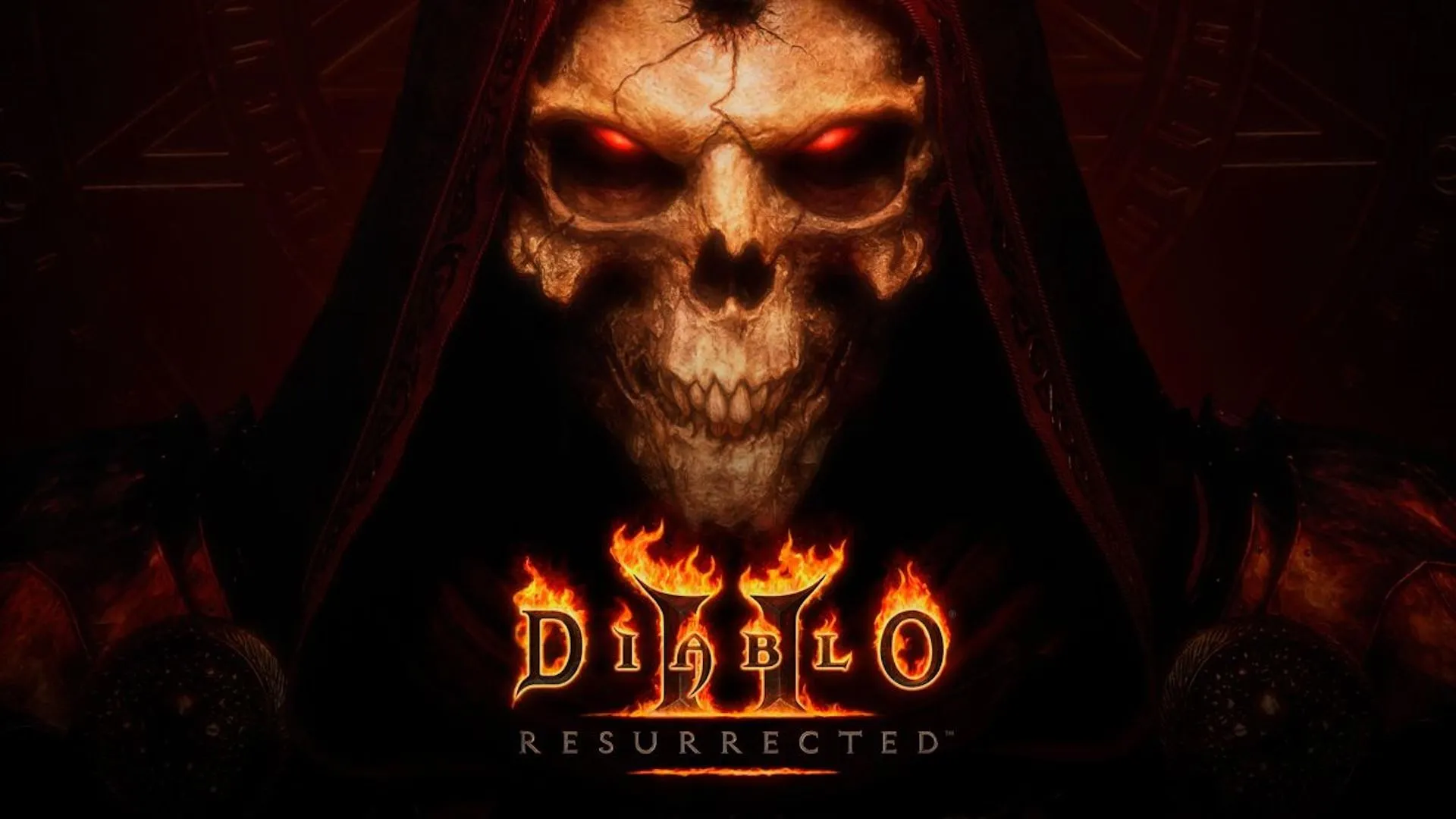 Màn hình tiêu đề Diablo II Resurrected, liên tưởng đến trải nghiệm chơi lại game với các nhân vật độc đáo