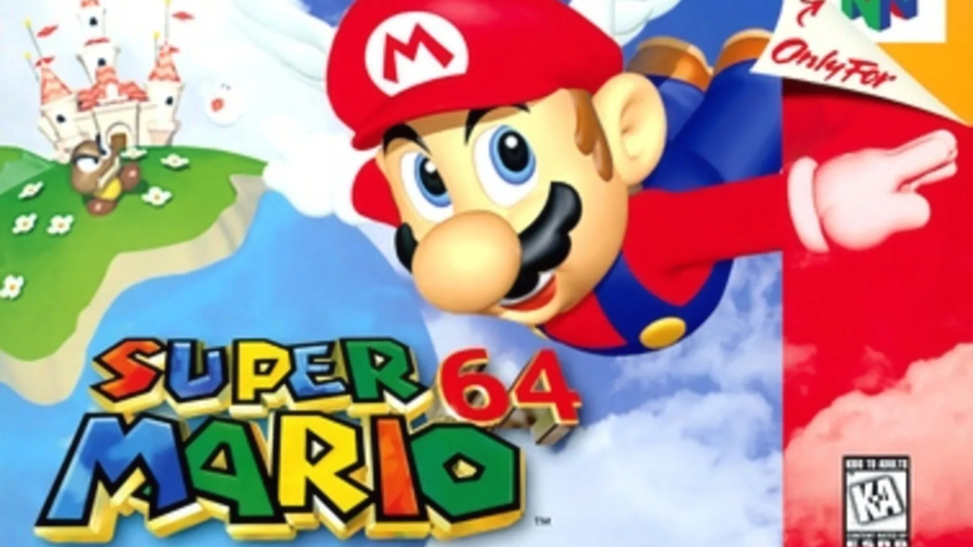 Mario đang bay lượn trên không trong tựa game Super Mario 64 huyền thoại