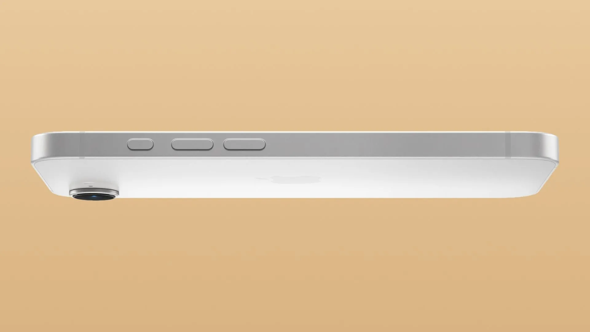 Mặt lưng và cụm camera đơn của iPhone 16e nhìn từ góc bên trái