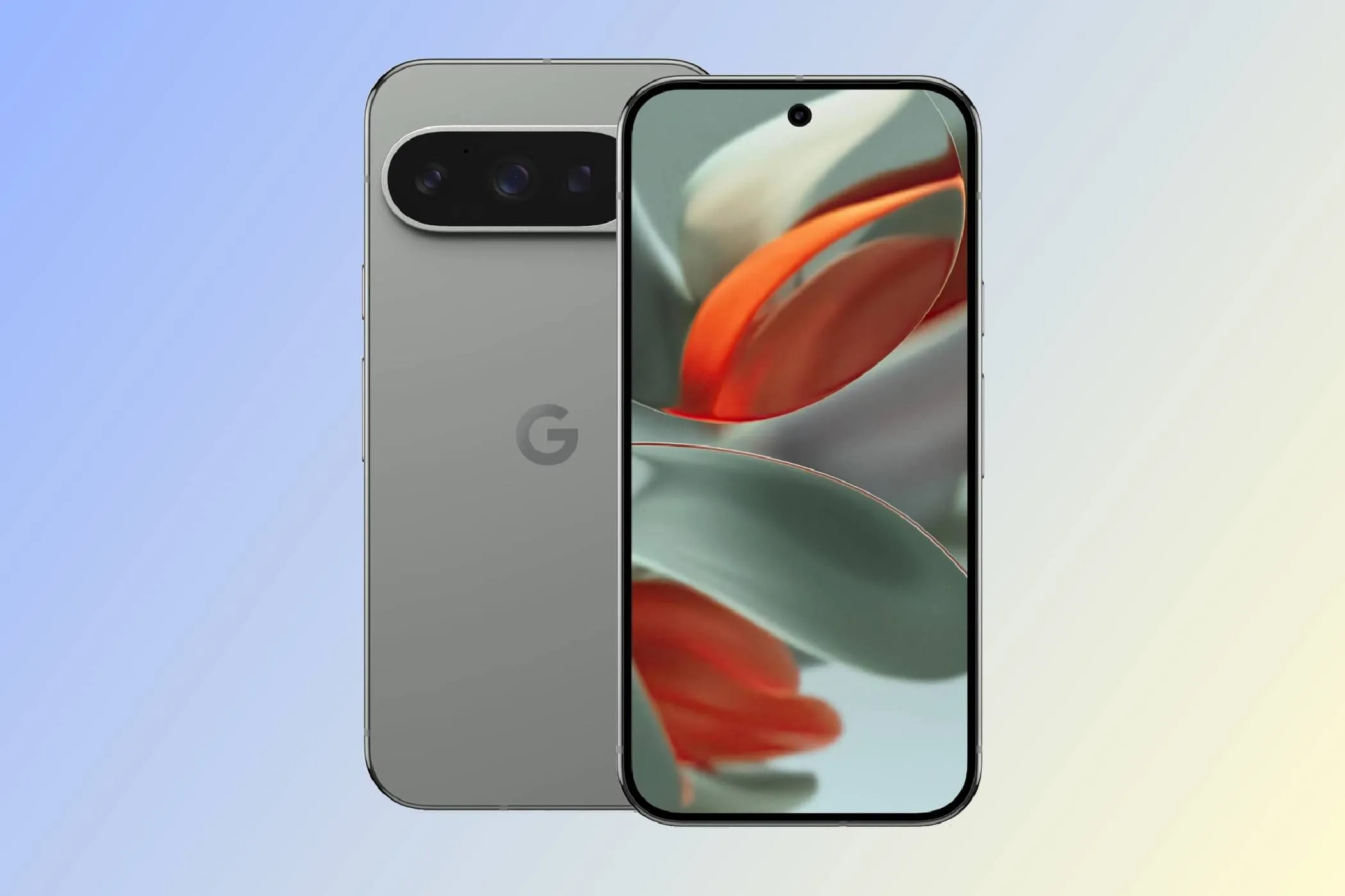 Mặt trước và mặt sau của Google Pixel 9 Pro, làm nổi bật thiết kế và hệ thống camera