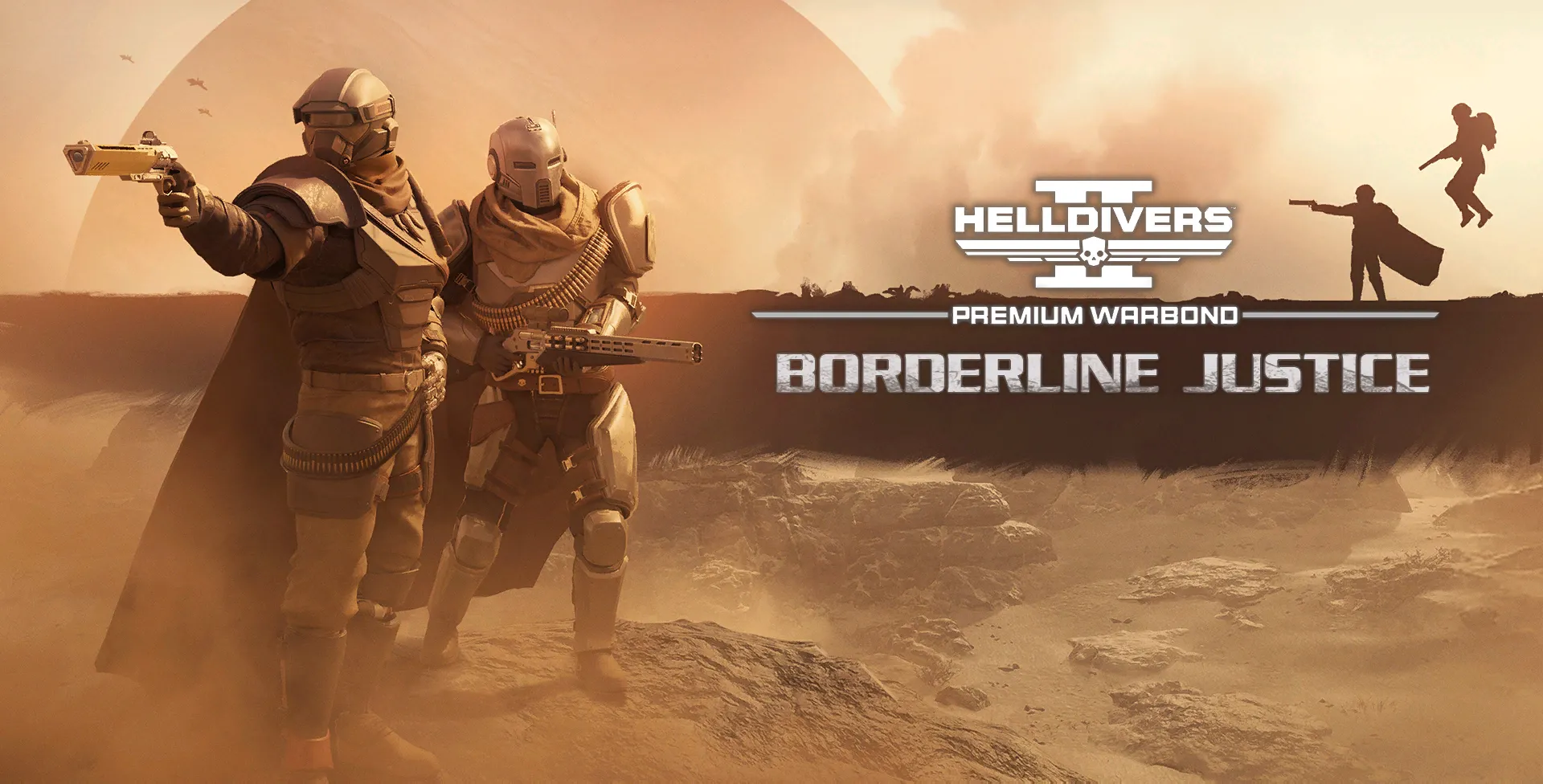 Minh họa Warbond Borderline Justice trong Helldivers 2, với phong cách miền Tây hoang dã và các trang bị độc đáo.
