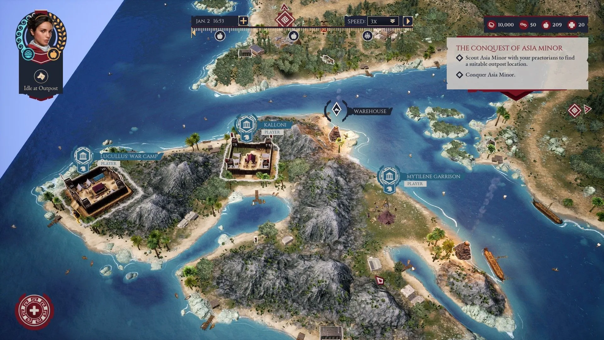 Người chơi chuẩn bị gửi một đội quân trong Expeditions Rome.