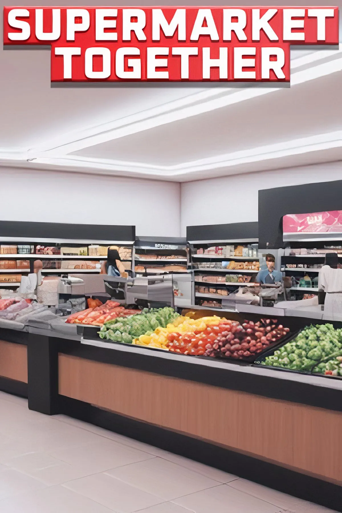 Người chơi quản lý quầy hàng và khách hàng trong game Supermarket Together