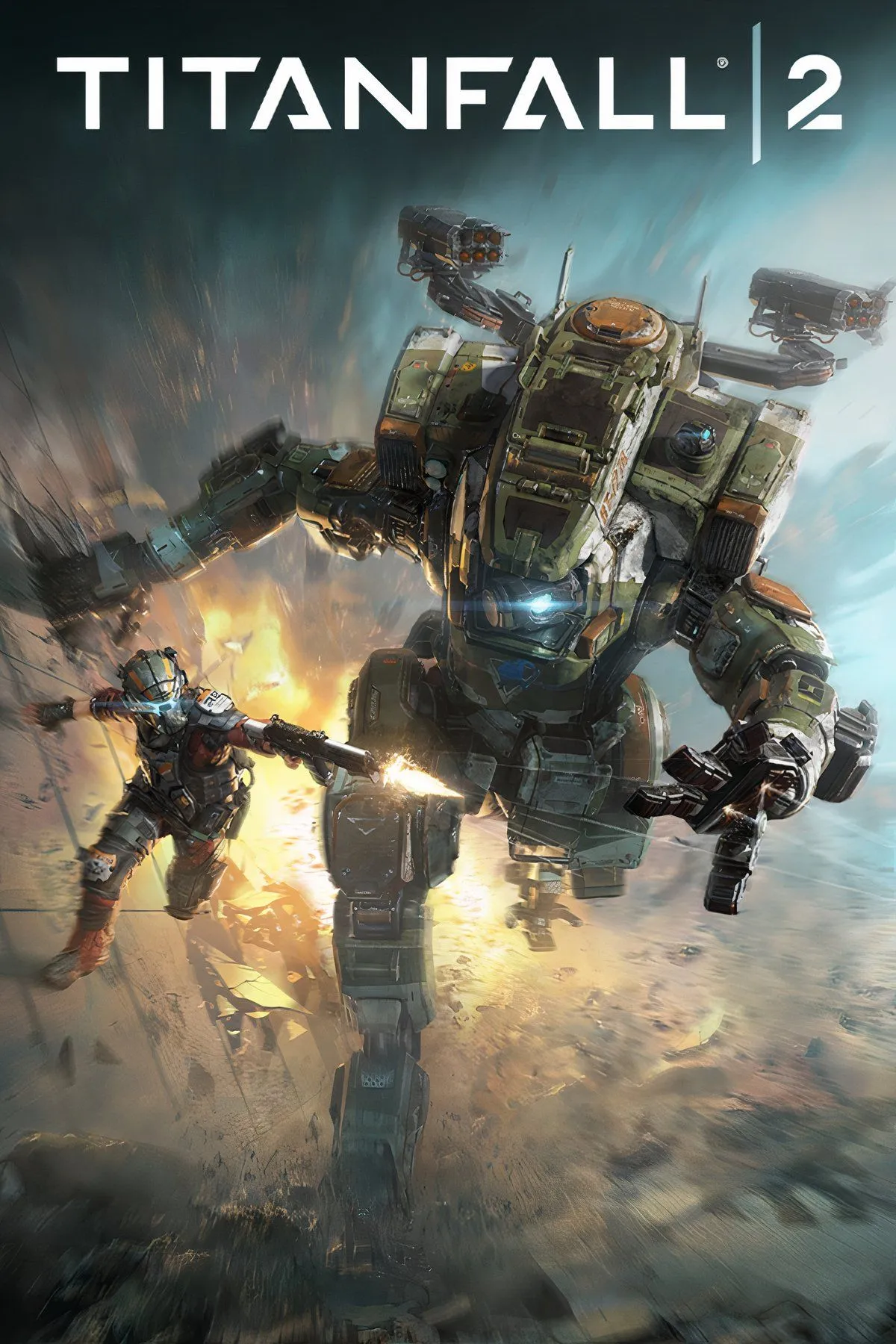 Người chơi và Titan đồng hành trong một pha hành động kịch tính của game Titanfall 2, thể hiện gameplay độc đáo