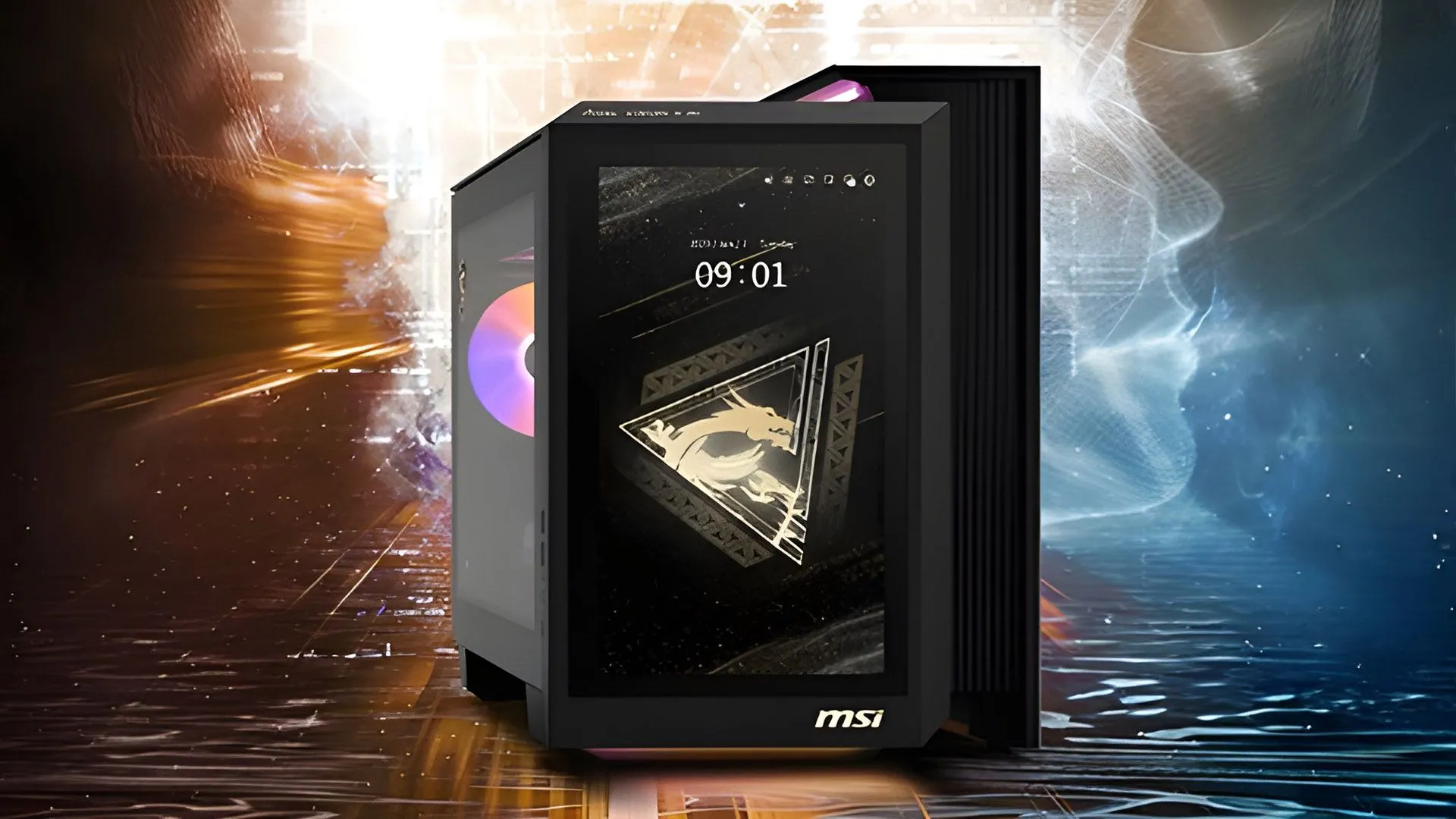 PC chơi game MSI với màn hình cảm ứng trên vỏ case