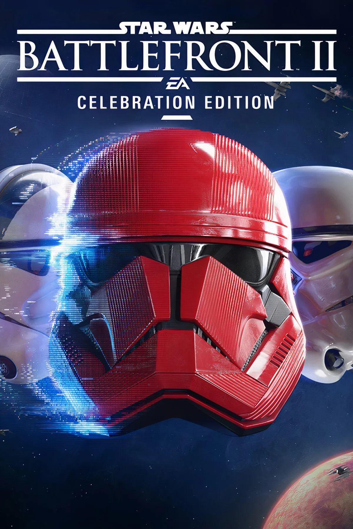 Phân cảnh chiến đấu đầy kịch tính với phi thuyền và lính Stormtrooper trong game Star Wars Battlefront II