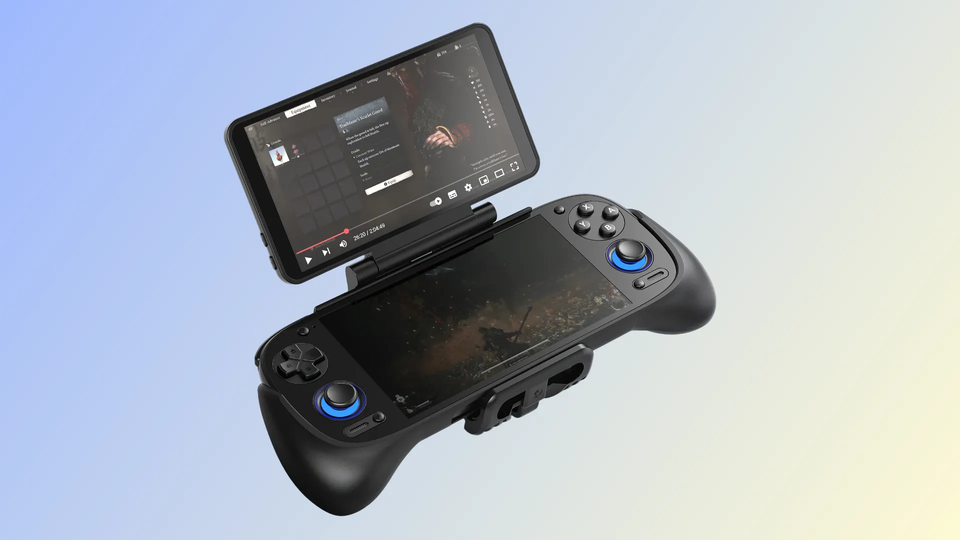 Retroid Pocket 5 kết hợp phụ kiện màn hình kép, tối ưu cho giả lập Nintendo 3DS.